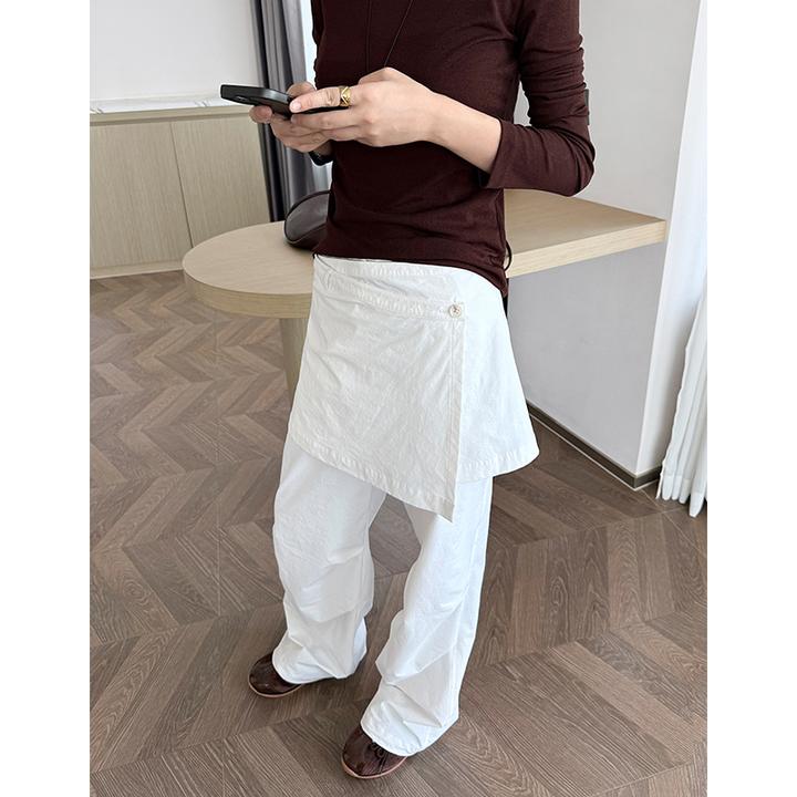 白色工装裤女春秋轻美式又酷又飒直筒屁帘裤设计感窄版阔腿伞兵裤