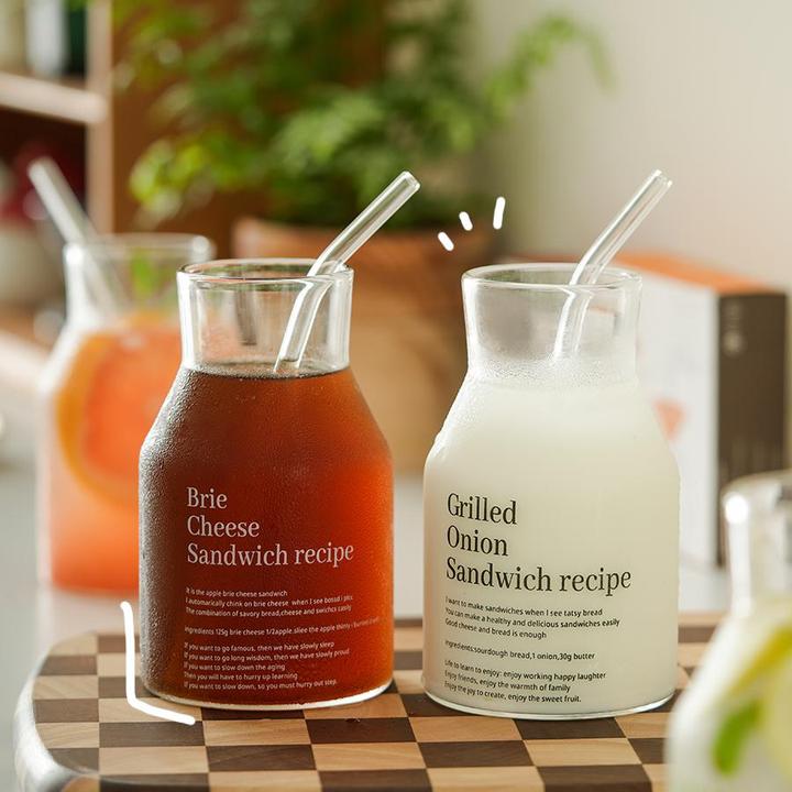 ins风玻璃杯家用喝水杯简约冷萃咖啡杯大容量珍珠奶茶吸管杯办公