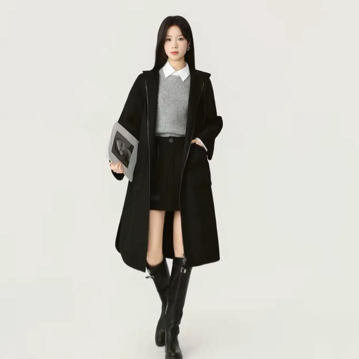 阿玛施AMASS 秋冬新款轻奢复古法式气质时尚毛呢大衣外套女550058