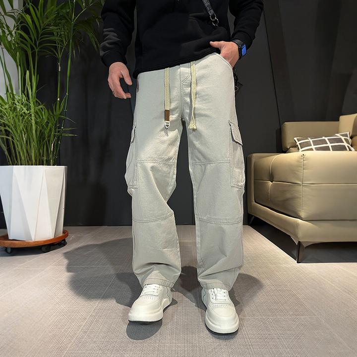 潮流男士秋冬宽松潮口袋工装裤日系长裤户外休闲裤裤子百搭直筒裤