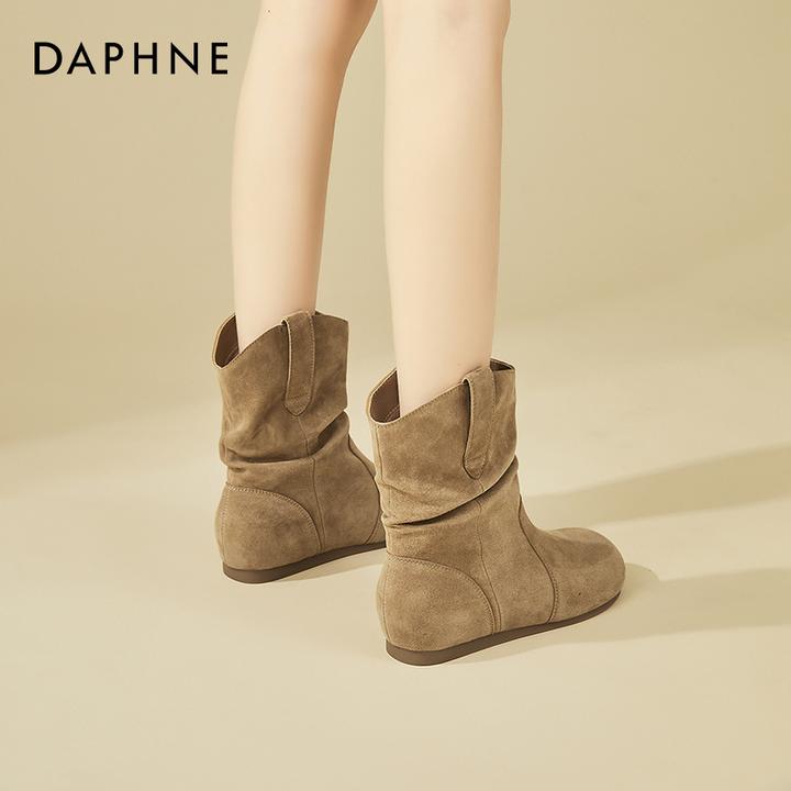 达芙妮复古骑士靴女秋冬加绒2024新款美拉德堆堆靴慵懒风勃肯短靴