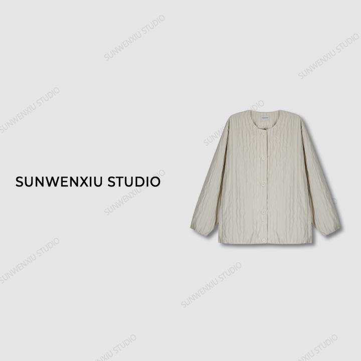 swx studio3店 “品质在线”面里同料极简高品质圆领绗线秋外套