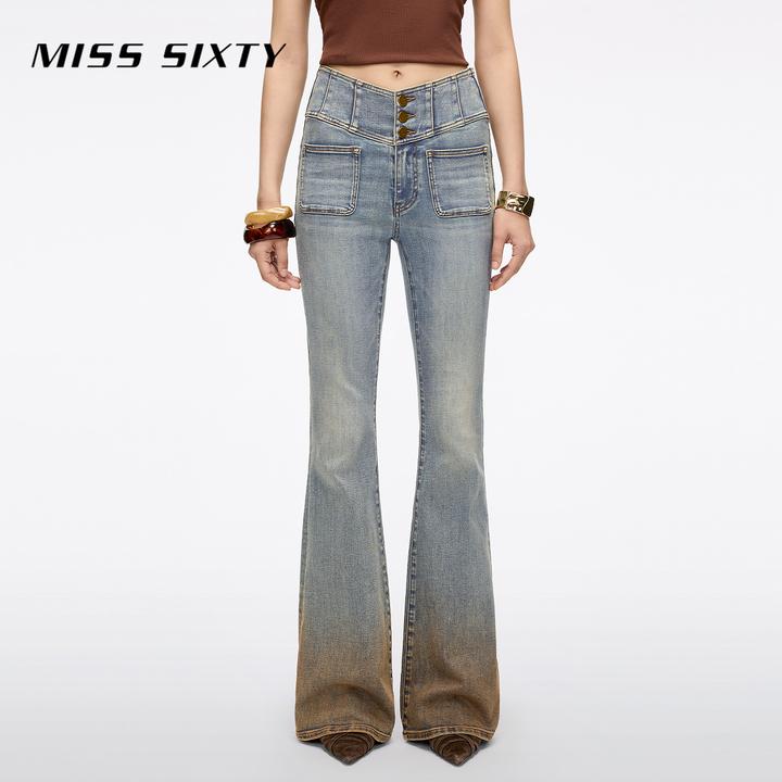 Miss Sixty2025新款牛仔裤女高腰修身复古显瘦喇叭裤超模裤
