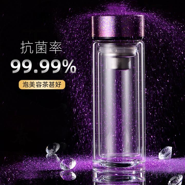 纯钛双层玻璃杯女隔热可爱ins风高颜值少女心水杯高档泡茶杯子