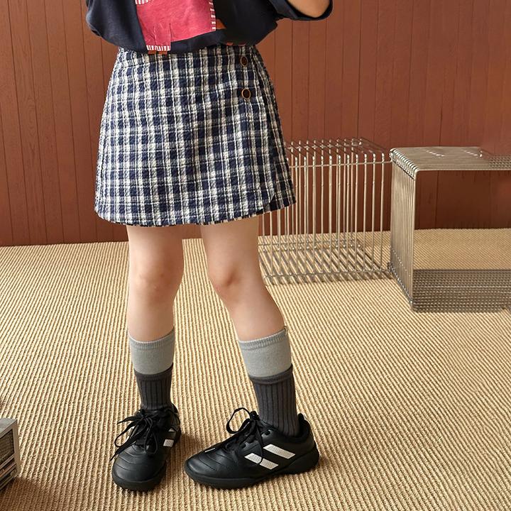 现货【特别薄裤裙】女童夏季设计感泡泡棉短裤儿童格子半身裙25E047