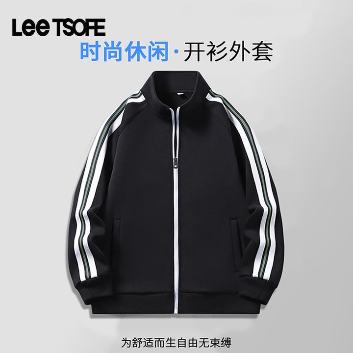 LEE TSOFE2025男秋季经典三条杠宽松休闲夹克时尚百搭运动上衣