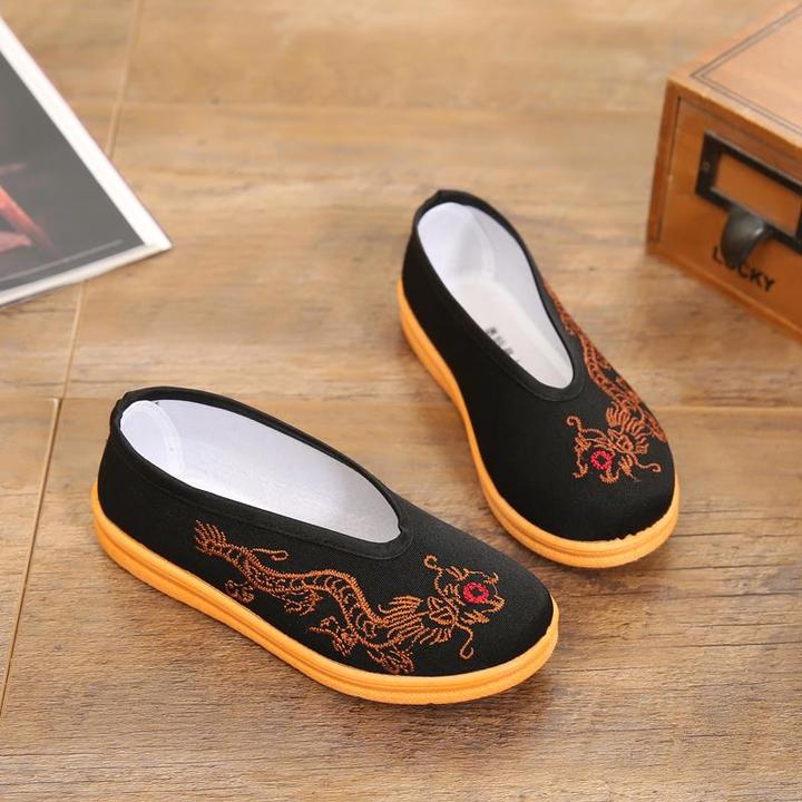 2025布鞋圆口童鞋舞台表演鞋男童鞋透气牛筋底防滑汉服黑布童鞋