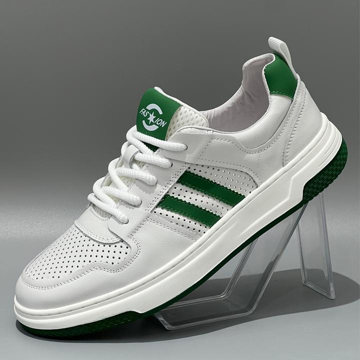 路约威格薄款男夏季网眼镂空运动休闲小白鞋真皮透气休闲舒适板鞋