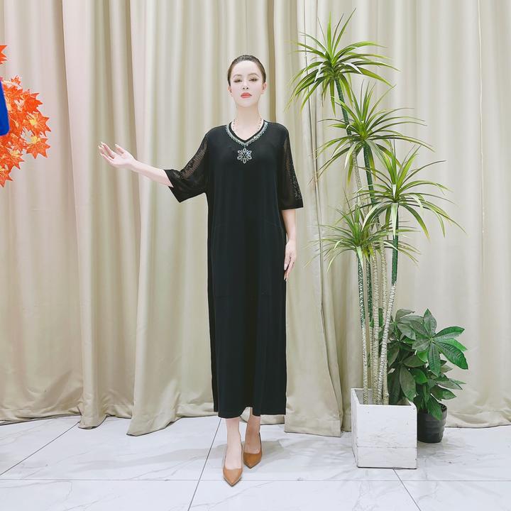9599黑色锆钻提花连衣裙显瘦设计师优雅时尚轻奢气质夏季