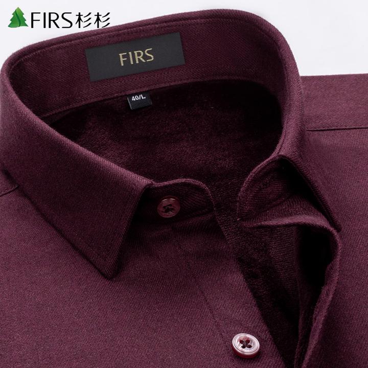 杉杉新款加绒加厚纯色保暖男士长袖衬衫商务休闲中老年喜爸爸衬衣