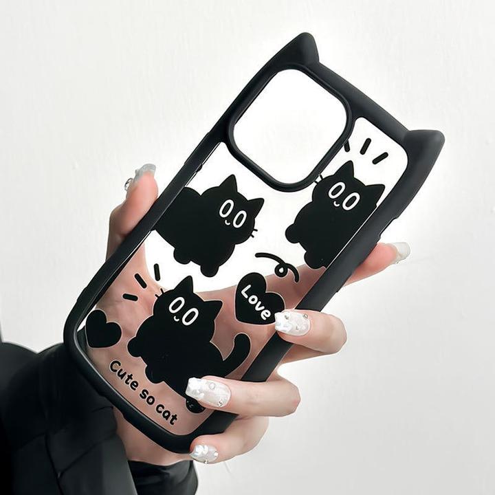 爱心小猫咪适用于苹果15手机壳14iPhone透明13promax高级12爆款11