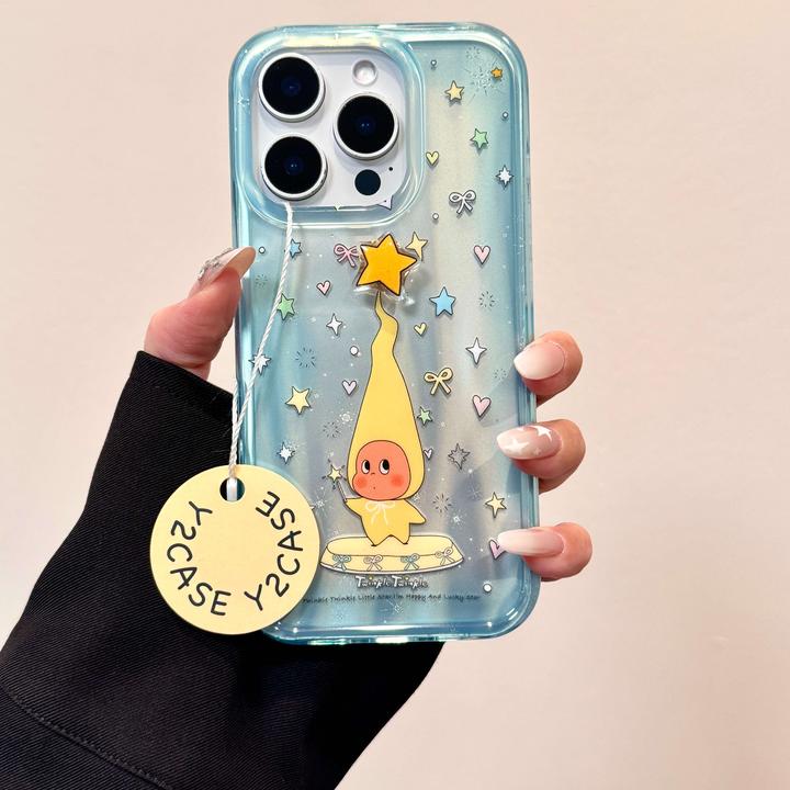 可爱晕染满屏星星头尖尖星星小人适用苹果iPhone全包防摔手机壳