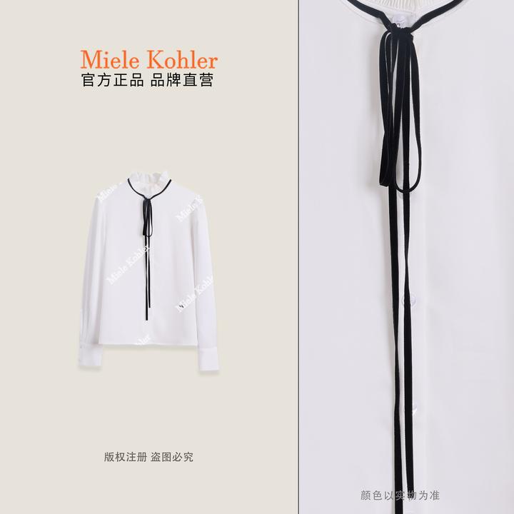 秋冬新款法式小香风高领长袖衬衫女款MKKQ82994【澳门小源同款】