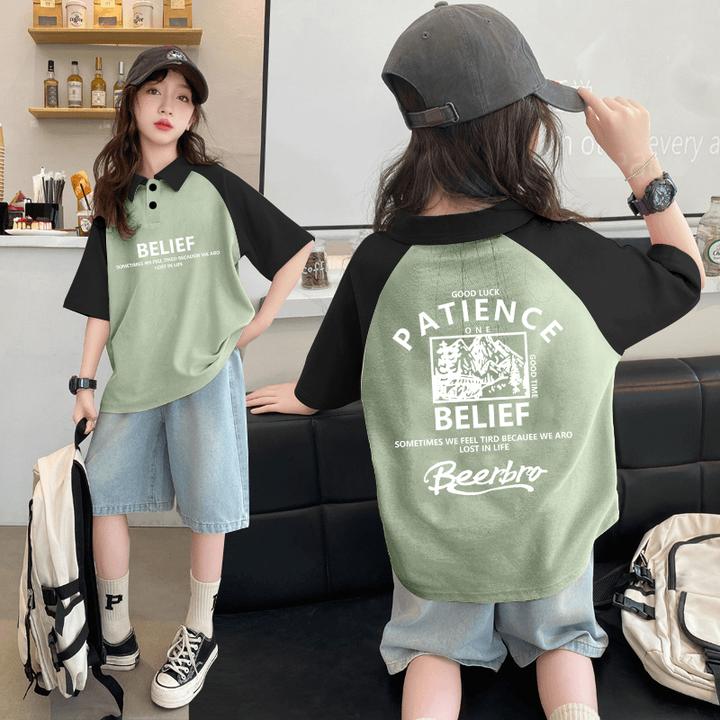 女童夏装短袖T恤2025新款洋气时髦儿童装半袖上衣女孩夏季POLO衫