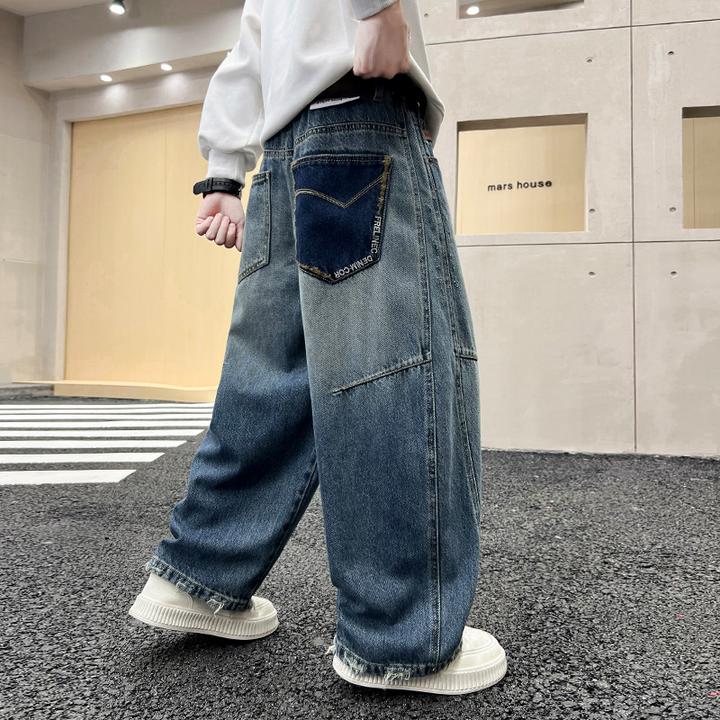 男童秋装牛仔裤2025新款裤子儿童春秋款大童秋季痞帅宽松阔腿裤潮