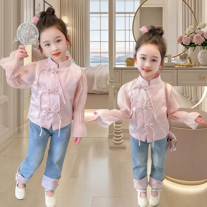 中国风香风女童套装洋气儿童春装两件套小童女宝宝春秋款潮牌衣服