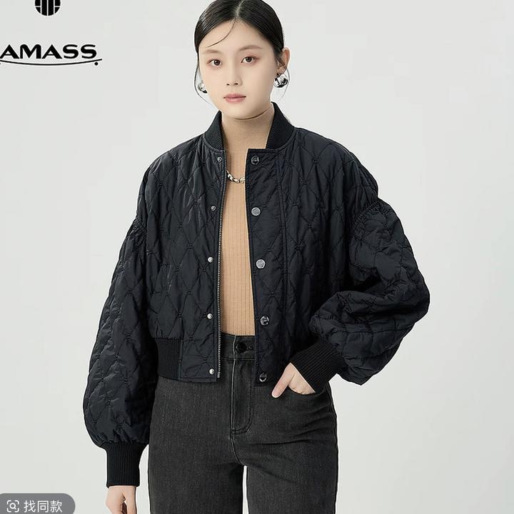 【AMASS/阿玛施】5400844新品休闲气质显瘦秋季保暖菱格短款棉服