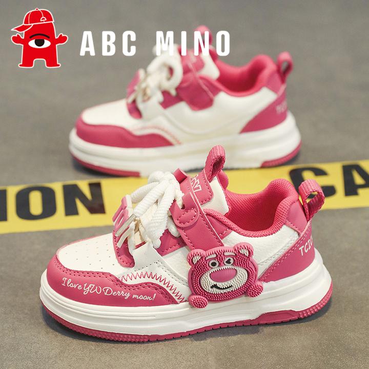 ABC MINO女童鞋2025秋季新款儿童草莓熊软底休闲鞋百搭减震运动鞋
