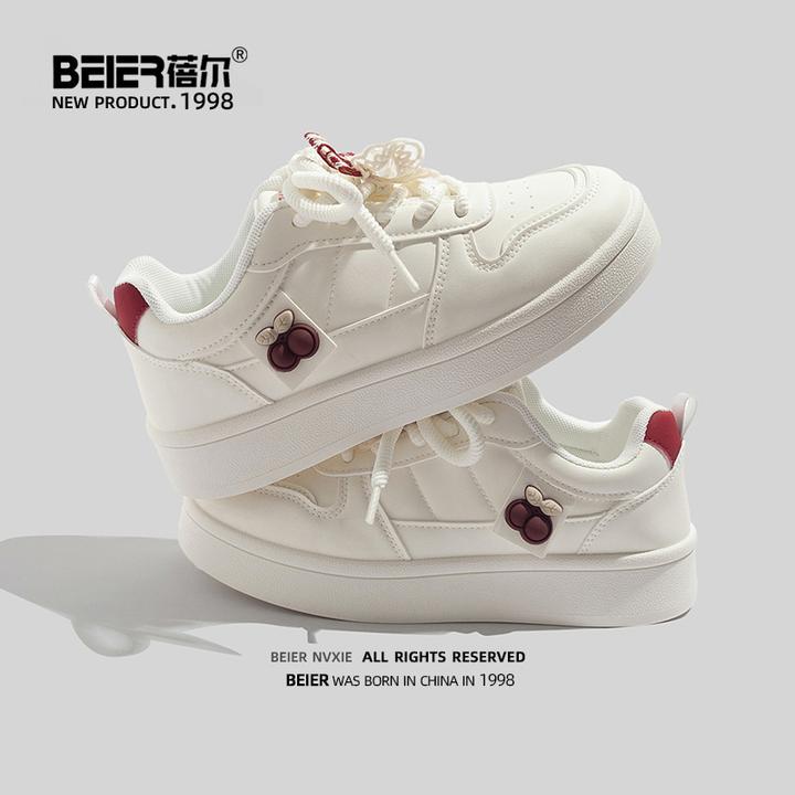 蓓尔透气百搭小白鞋子女鞋2025秋季新款学生休闲板鞋厚底增高7112