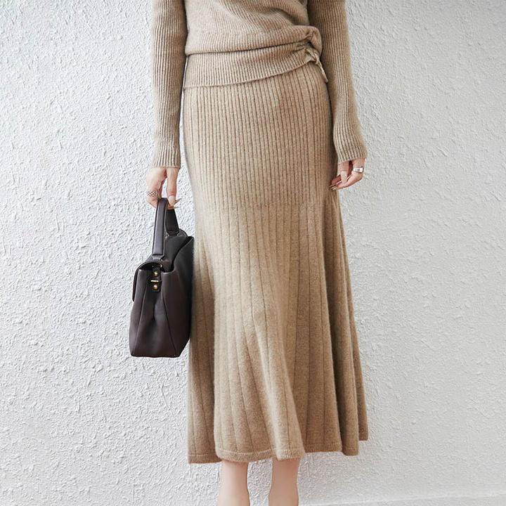 秋冬100%纯羊毛半身裙女时尚纯色显瘦鱼尾裙高腰修身长裙子RT1289