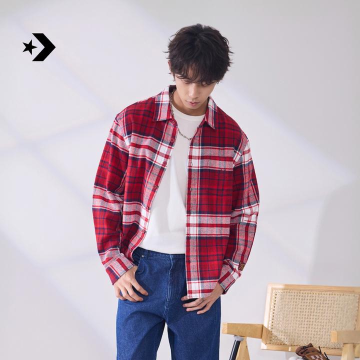 【马年起飞系列】匡威新品新年绣花叠穿衬衫男女上衣红色 UCJ393