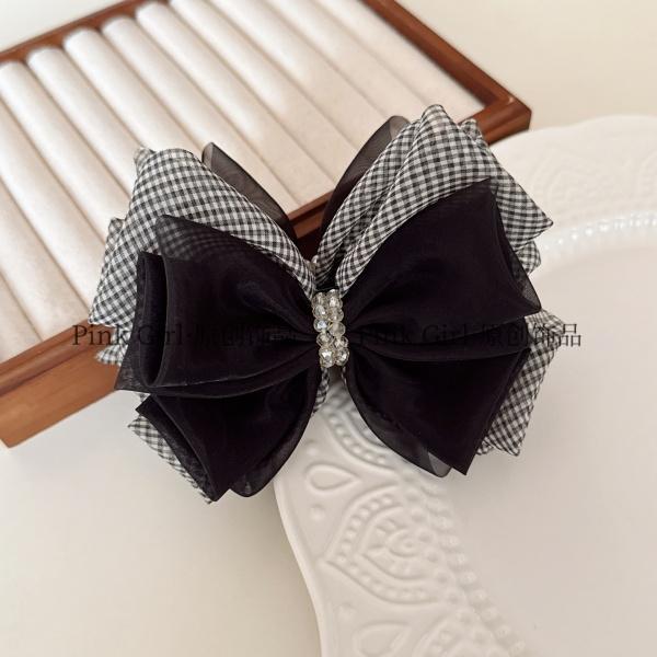 Pink Girl  X833新款韩版撞色蝴蝶结香蕉夹气质优雅通勤竖夹发夹