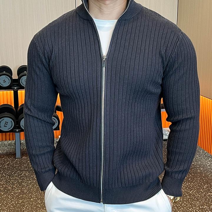 新款男士毛衣立领开衫加厚保暖毛衣外套休闲时尚针织衫拉链长袖