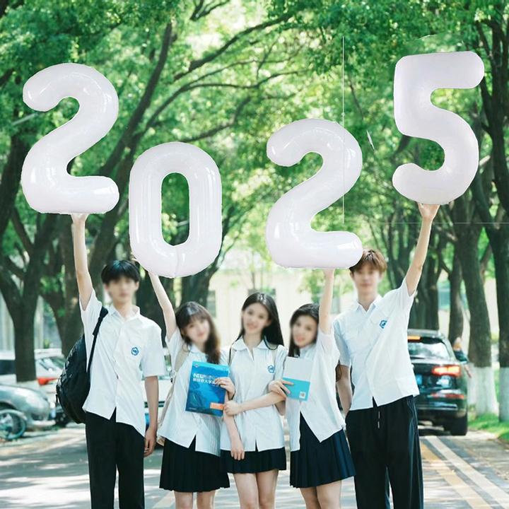 2025毕业拍照道具白色数字气球毕业典礼装饰幼儿园大学活动布置
