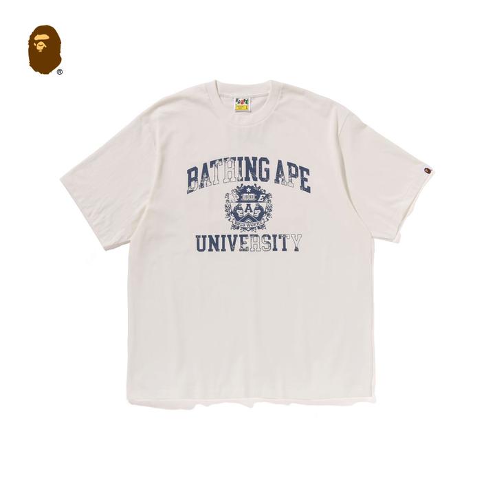 BAPE男装25秋冬复古喷绘效果字母猿人印花短袖T恤332101P