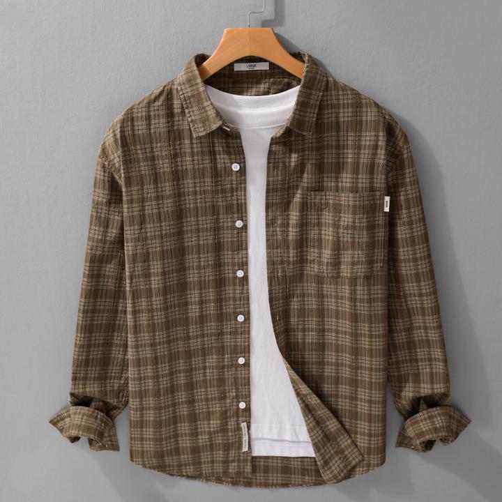 MR.MUDI/穆迪先生格子衬衫男新款秋季休闲宽松衬衣复古设计感长袖