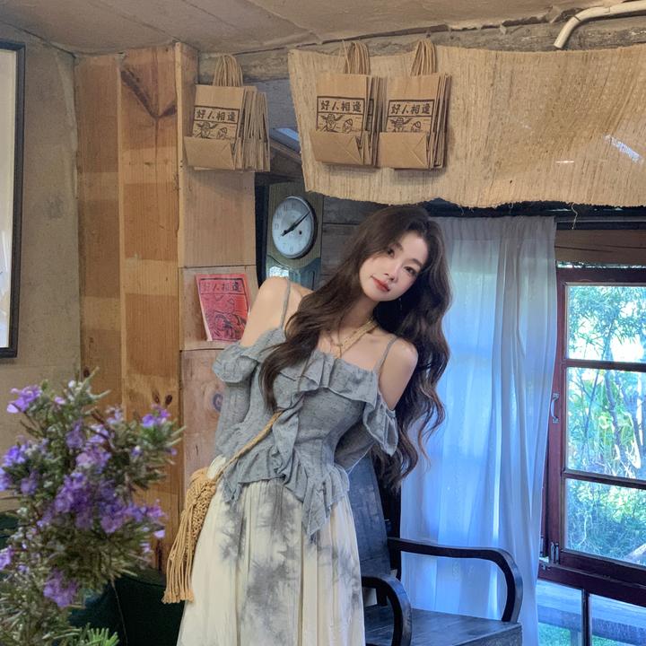 EIA一尧【晚山茶】春夏买手松弛感上衣+晕染半裙气质设计小众度假风