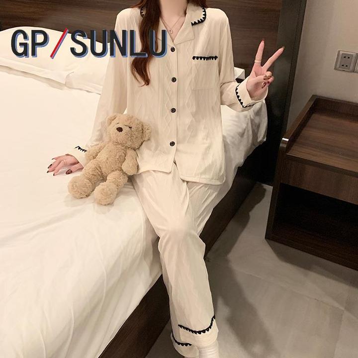 日本小众GP睡衣春秋款女小香风高级感开衫长袖长裤可外穿家居服套