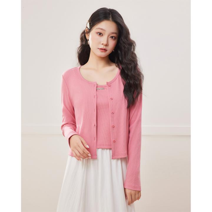 IEF/爱依服2025秋季新款时尚法式温柔风显瘦简约两件套上衣