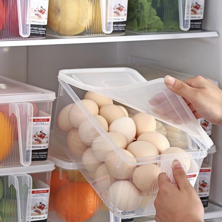 杂粮干果厨房储物塑料透明保鲜盒 长方形手柄冰箱收纳盒