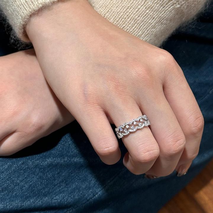 合金戒指 花边蕾丝戒指镶钻轻奢戒指高级感叠戴气质小众指环女