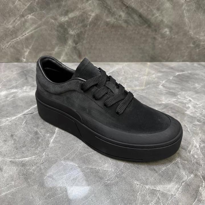 秋冬磨砂皮新款男士百搭厚底增高休闲时尚潮流舒适男系带单鞋板鞋