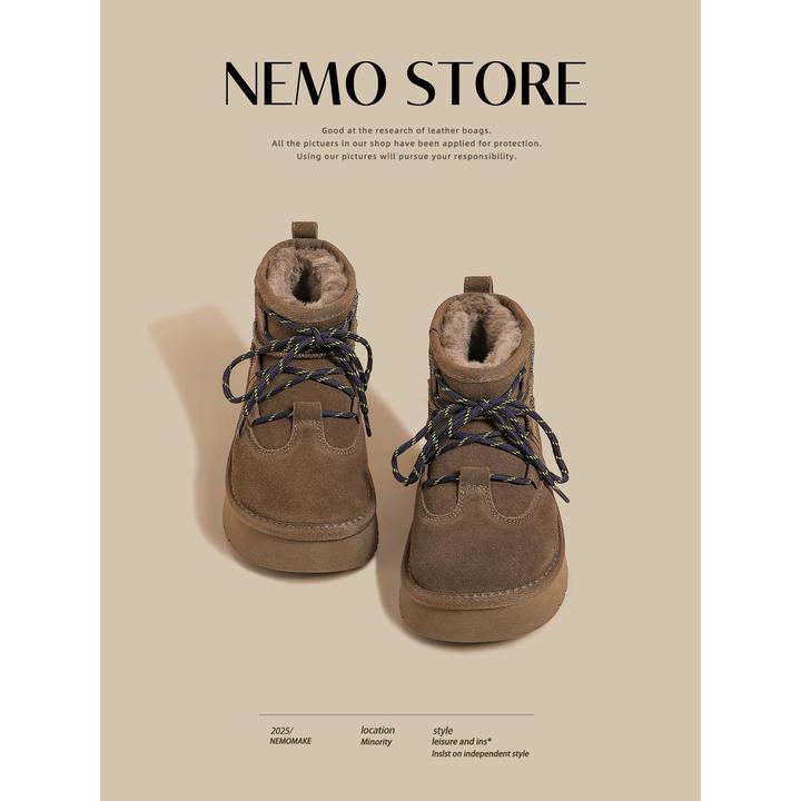 【DR专柜正品】韩系保暖！厚底防滑雪地靴女2025新款秋冬大地色系带