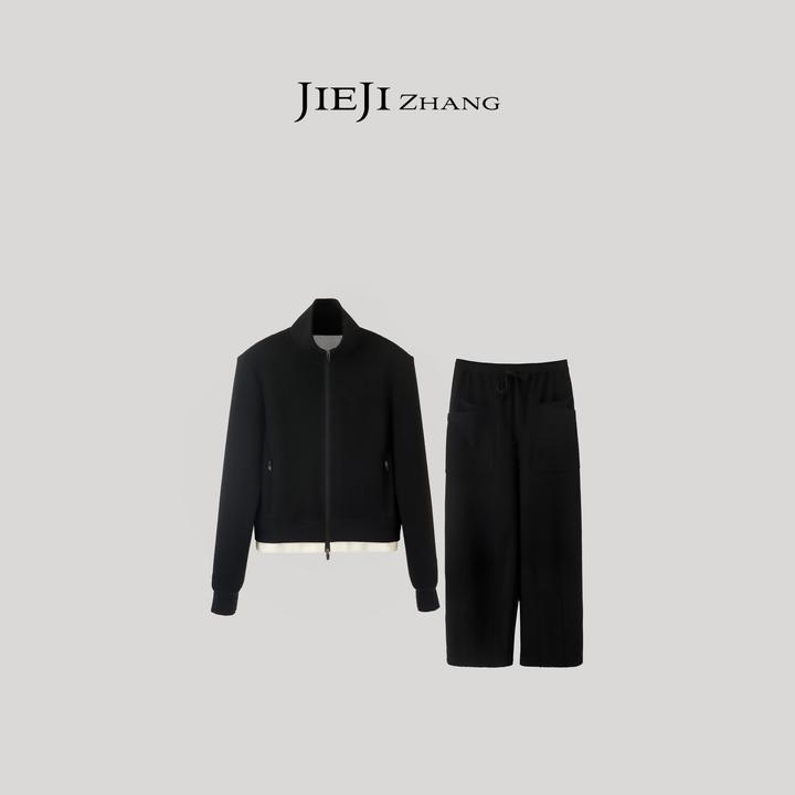 【JIEJI ZHANG】醋酸高级定制秋冬时尚百搭混纺拉链套装351485