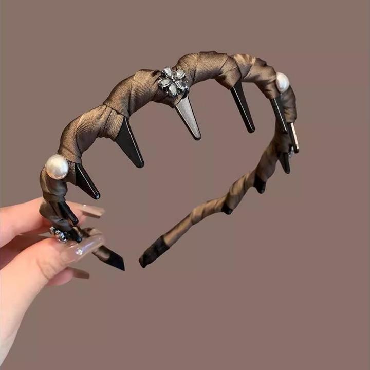 水钻花朵发箍2025新款珍珠波浪头箍防滑带齿发卡百搭高颅发窟