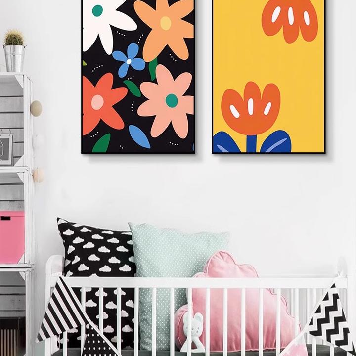 多巴胺床头装饰画现代卡通趣味猫咪早教培训班儿童客厅背景墙挂画