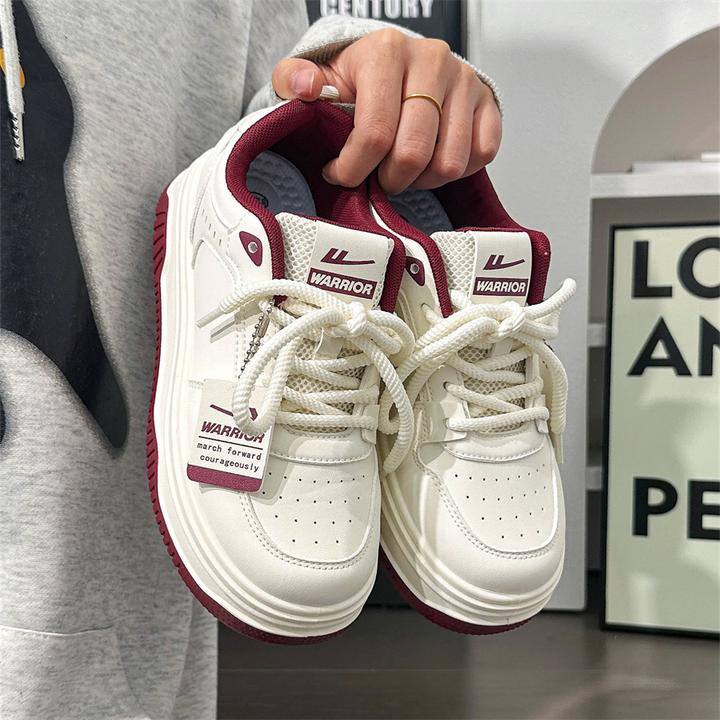 Warrior/回力红色板鞋百搭厚底面包鞋子女学生百搭爆款休闲小白鞋