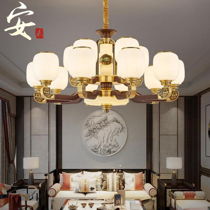 新中式灯具弯灯臂客厅餐厅卧室别墅复古挑空大厅灯