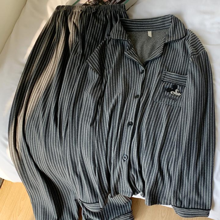 【 德绒米奇】可爱休闲卡通印花睡衣女冬季2025长袖长裤家居服套装