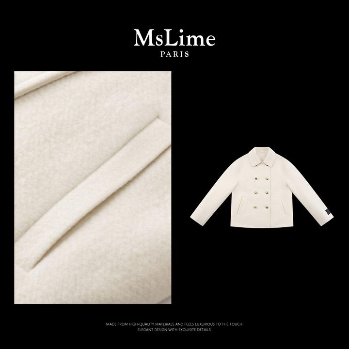 王嬛嬛MsLime25年新【潇湘】100%绵羊毛时尚长袖毛呢外套 HD2C0282