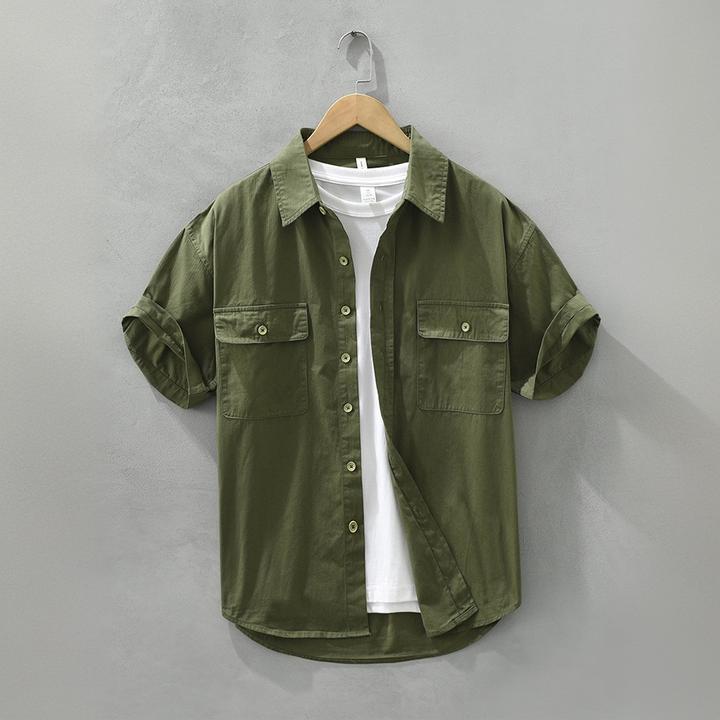 Cebrodz重磅纯棉工装衬衫男春夏季新款日系复古潮流时尚休闲衬衣