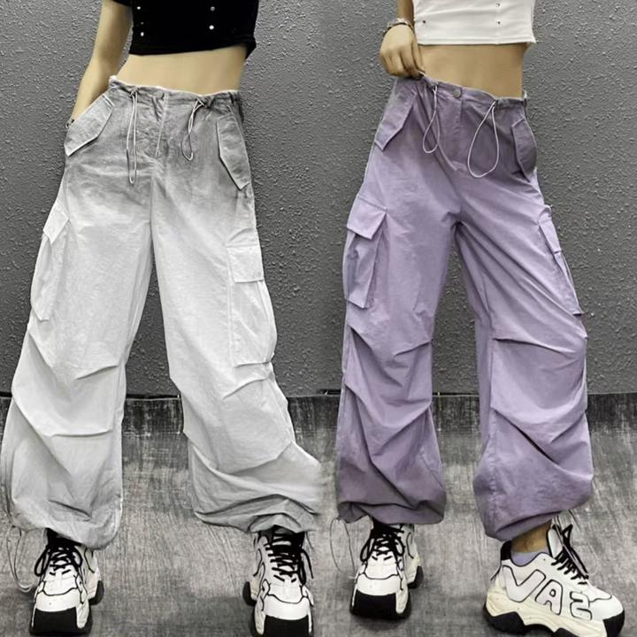 美式酷炸街高级感渐变扎染工装裤女春夏薄款束脚抽绳阔腿裤休闲裤