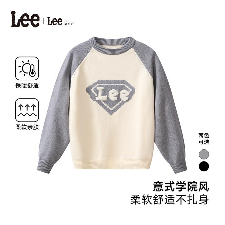 线下同款Lee童装圆领针织衫时尚百搭套头男女同款LK5X2WUT0400