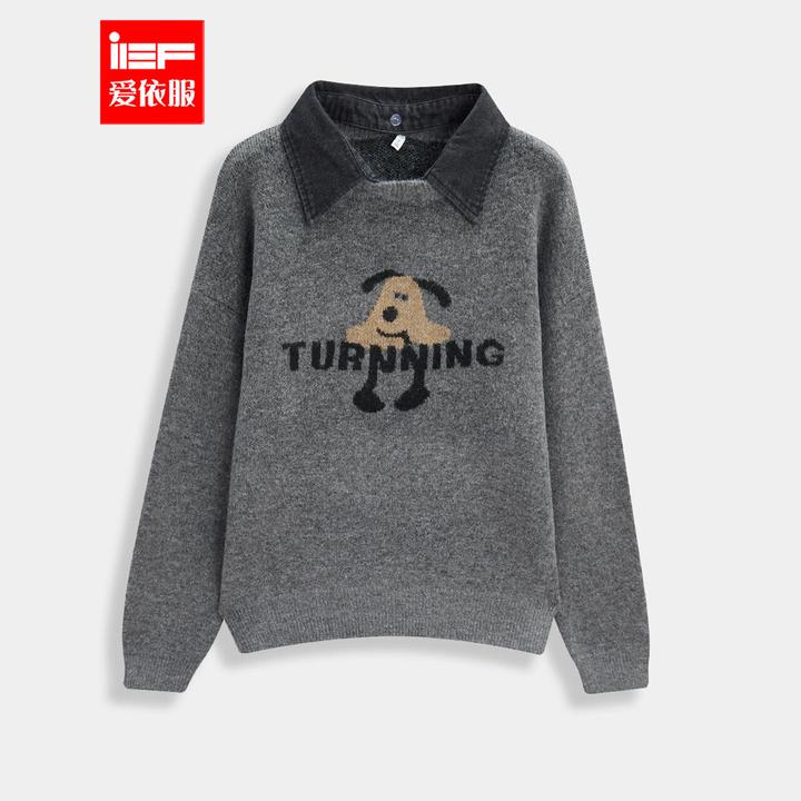 IEF/爱依服2025新款秋季韩版休闲基础款减龄时尚毛织上衣