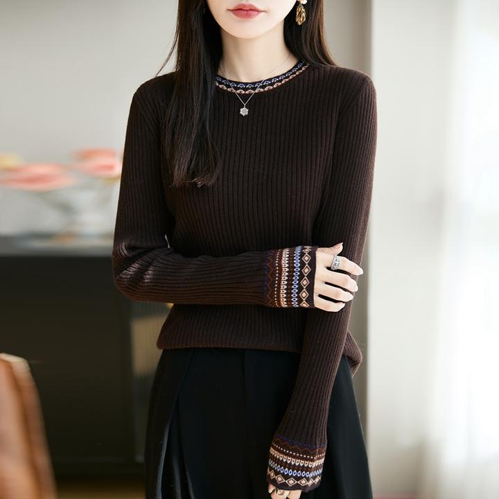 精仿羊毛衫冬季圆领针织衫打底内搭毛衣秋冬女宽松上衣