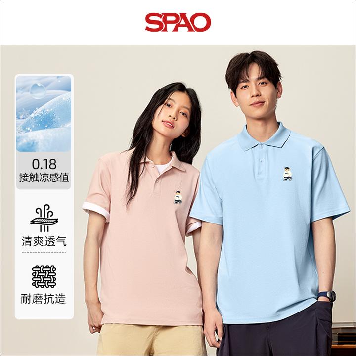 SPAO韩国同款小熊印花短袖2025年夏季新款情侣装凉感翻领polo衫YC